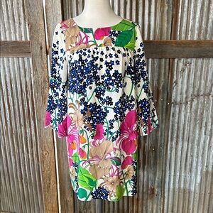 Tibi Multicolor Floral Long Sleeve Midi Dress